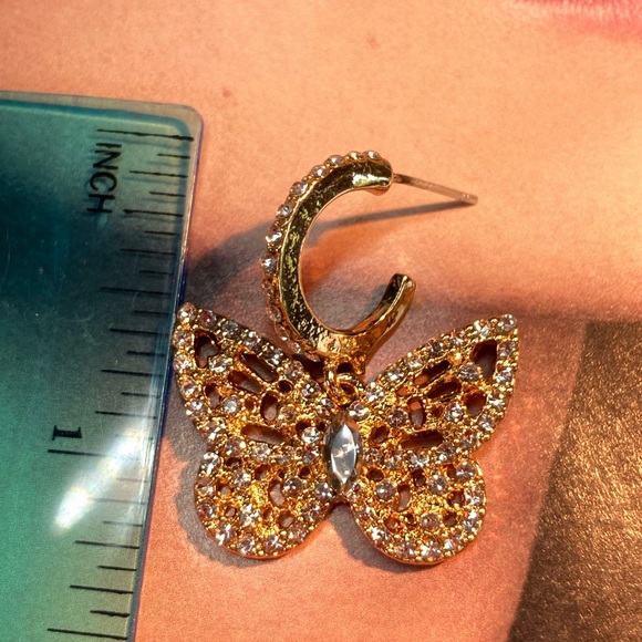 Gold Tone Butterflies Earrings - Picture 5 of 5